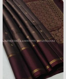 Dark Grey and Scarlet soft silk kanchipuram sarees with All over Checks and Buttas design - KASS0003571