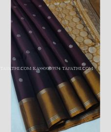 Plum Purple and Golden Yellow soft silk kanchipuram sarees with All over Checks and Buttas design - KASS0003574