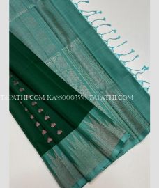 Pine Green and Fern Geen soft silk kanchipuram sarees with All over design - KASS0003558