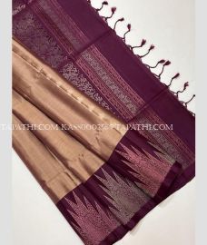 Brown and Scarlet soft silk kanchipuram sarees with All over design - KASS0003565