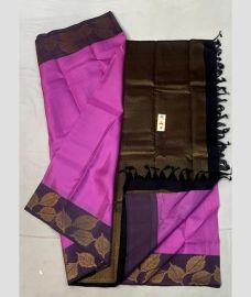 Hot pink and Plum Purple soft silk kanchipuram sarees with turning border design