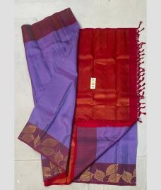 Purple and Plum Purple soft silk kanchipuram sarees with turning border design