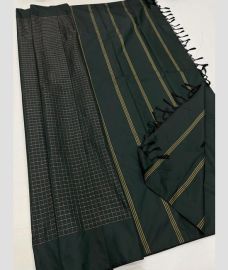 Forest Fall Green and Yellow soft silk kanchipuram sarees with All over Checks design