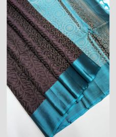 Chocolate and Turquoise soft silk kanchipuram sarees with All over Jari design