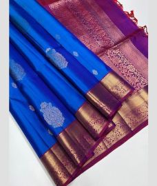 Royal Blue and Magenta soft silk kanchipuram sarees with Jacquard Border design