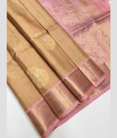 Bisque and Baby Pink soft silk kanchipuram sarees with Jacquard Border design