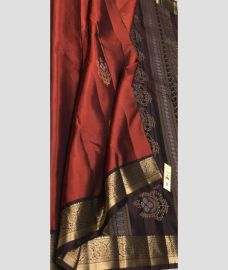 Chestnut and Chocolate soft silk kanchipuram sarees with All over Buttas design