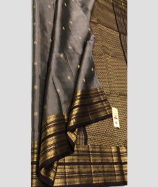Grey and Dark Chocolate soft silk kanchipuram sarees with All over Buttas design