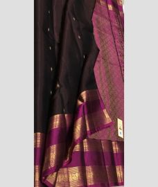 Chocolate and Neon Pink soft silk kanchipuram sarees with All over Buttas design