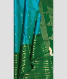 Blue Turquoise and Green soft silk kanchipuram sarees with All over Buttas design