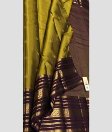 Golden Yellow and Chocolate soft silk kanchipuram sarees with All over Buttas design