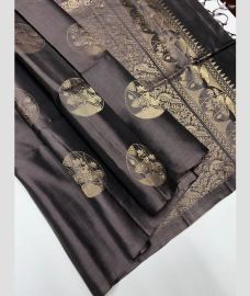 Gray Brown soft silk kanchipuram sarees with All over Buttas design