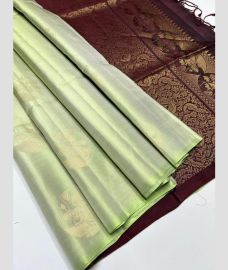 Pista and Maroon soft silk kanchipuram sarees with All over Buttas design