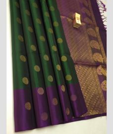Dark Green and Dark Magenta soft silk kanchipuram sarees with All over Buttas design