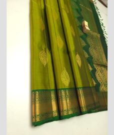 Parrot Green and Green soft silk kanchipuram sarees with All over Buttas design
