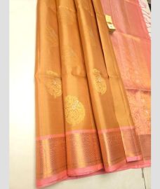 Peach and Baby Pink soft silk kanchipuram sarees with All over Buttas design