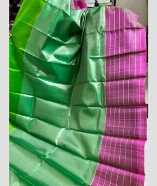 Green and Pink soft silk kanchipuram sarees with All over Buttas design