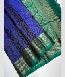 Navy Blue and Elf Green soft silk kanchipuram sarees with All over Jari design