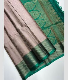 Bisqe and Green soft silk kanchipuram sarees with All over Jari design