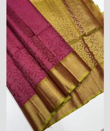 Pink and Golden Yellow soft silk kanchipuram sarees with All over Jari design