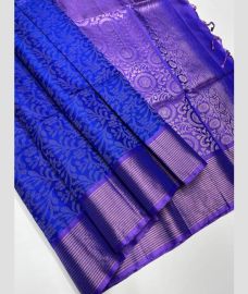 Royal Blue and Purple soft silk kanchipuram sarees with All over Jari design