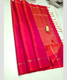 Pink and Golden soft silk kanchipuram sarees with Jari Border design