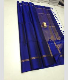 Royal Blue and Golden soft silk kanchipuram sarees with Jari Border design