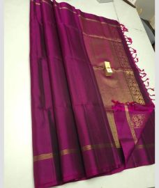 Magenta and Golden soft silk kanchipuram sarees with Jari Border design