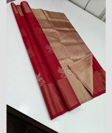 Pink and Lite brown soft silk kanchipuram sarees with All over Buttas design