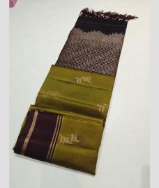 green colour soft silk kanchipuram sarees with All over Buttas design