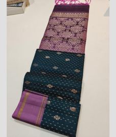 blue colour soft silk kanchipuram sarees with All over Buttas design
