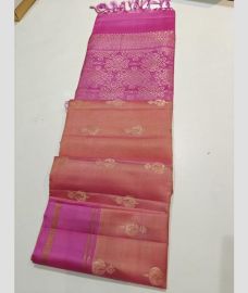 pink colour soft silk kanchipuram sarees with All over Buttas design