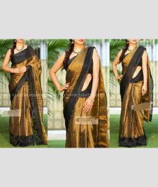 Gold colour with Black Border Uppada Tisuse handloom saree with niharika tissue saree with contrast pallu design
