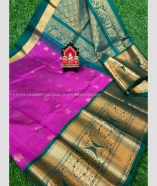 Yellow with Black Border color kuppadam pattu handloom saree with mothi checks buta saree design