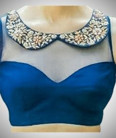 Designer Blouse With Boat Neck Collar