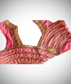 Designer Blouse With Gold Colour Patch Work