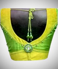 Green And Yellow Patch Work Designer Blouse