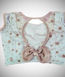 White And Gold Multi Colour Designer Blouse