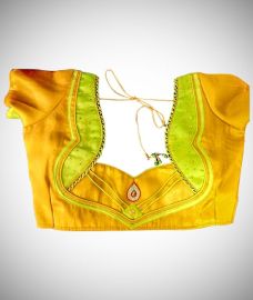 Yellow And Green Patch Work Designer Blouse