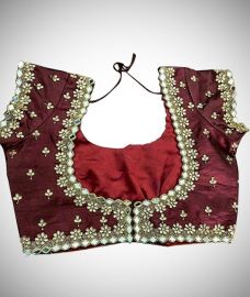 Diamond Mirror Work With Kundan