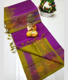 Magenta and Mehendi Green tripura silk sarees with All over Checks design