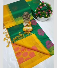 blue colour tripura silk sarees with All over Buttas design