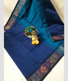 blue colour tripura silk sarees with all over nakshatra buttas design