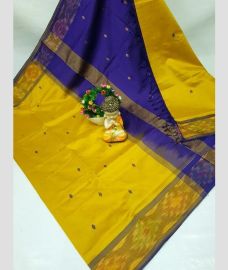olive and blue colour tripura silk sarees with all over nakshatra buttas design
