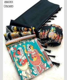Black and Turquoise tussar sarees with All over Digital Printed design - TSSS0000004