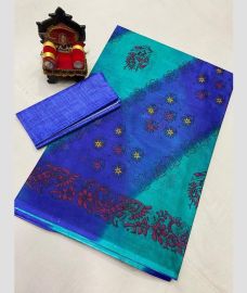 Blue Turquoise and Blue uppada cotton sarees with All over design
