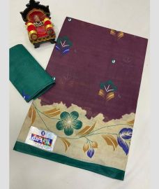 Dull Purple and Teal uppada cotton sarees with All over design