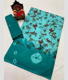 Turquoise and Teal uppada cotton sarees with All over design