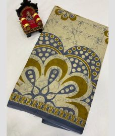 Cream and Dark Grey uppada cotton sarees with All over design