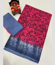 Pink and Bluish Grey uppada cotton sarees with All over design